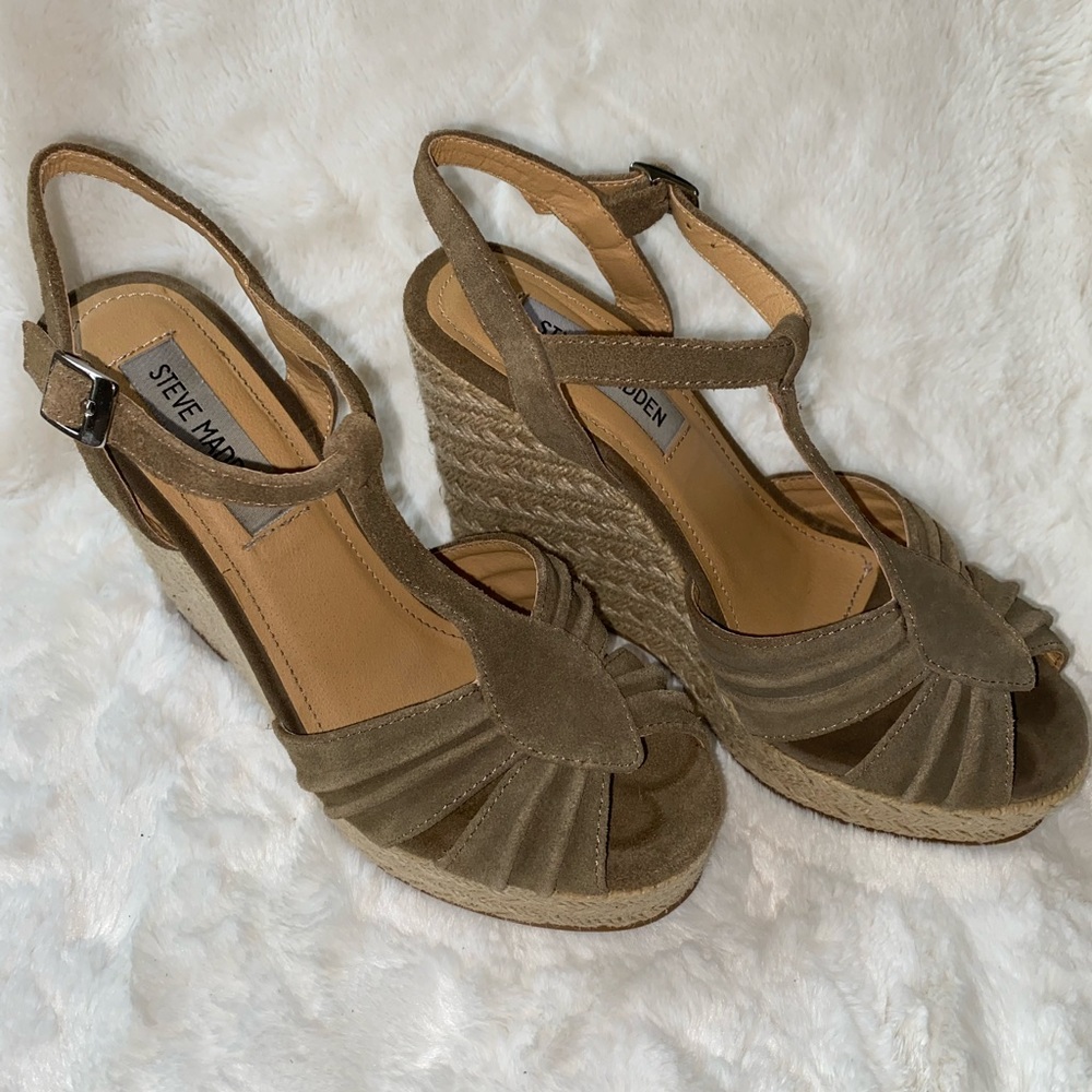 STEVE MADDEN Remy Platform Sandals Taupe 6.5M